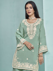 Aqua Designer Style Silk Gharara Style Suit