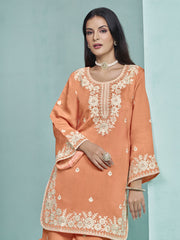 Orange Designer Style Silk Gharara Style Suit