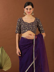 Purple Zari Organza Saree