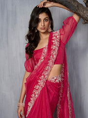 Floral Embroidered Organza Saree