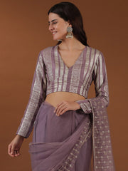 Lavender Zari Net Saree