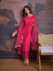 Ethnic Motifs Kurta Set With Embroidered Dupatta