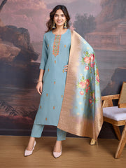 Embroidered Kurta Set With Dupatta