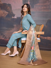 Embroidered Kurta Set With Dupatta