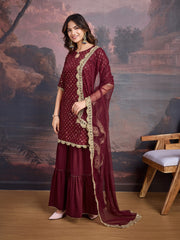 Embroidered Kurta Set With Dupatta