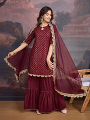 Embroidered Kurta Set With Dupatta