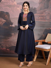 Sequinned Flared Sleeves A-Line Kurta With Trouser