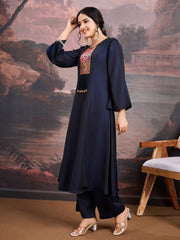 Sequinned Flared Sleeves A-Line Kurta With Trouser