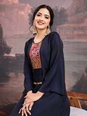 Sequinned Flared Sleeves A-Line Kurta With Trouser