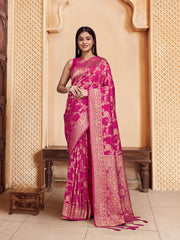 Magenta Woven Design Saree