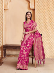 Magenta Woven Design Saree