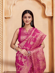 Magenta Woven Design Saree