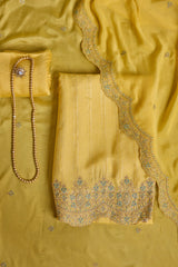 Embroidered Pure Silk Unstitched Kurta & Trouser With Dupatta