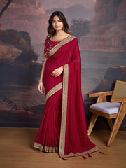 Ethnic Motifs Embroidered Sequinned Saree