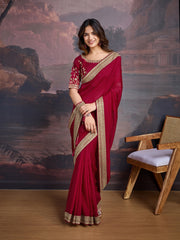 Ethnic Motifs Embroidered Sequinned Saree