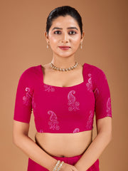 Sequinned Embroidered Border Saree With Blouse Piece