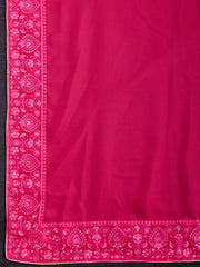 Sequinned Embroidered Border Saree With Blouse Piece