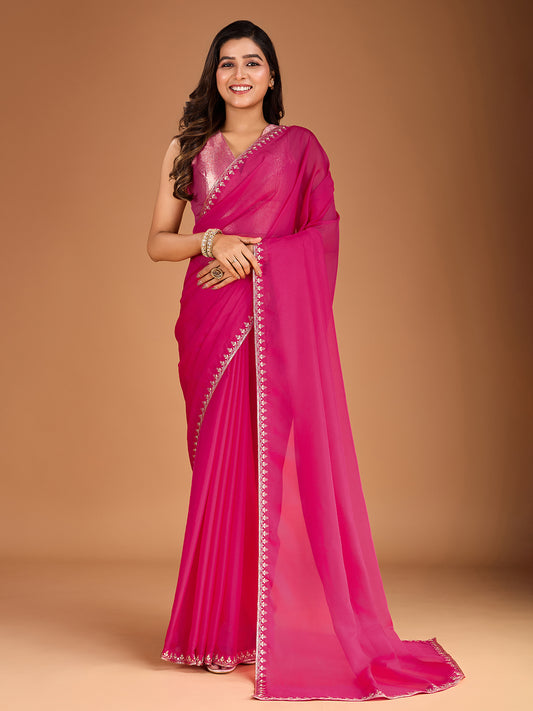 Embellished Sequinned Organza Saree