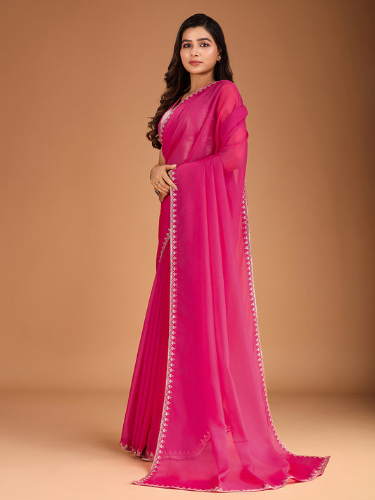 Embellished Sequinned Organza Saree