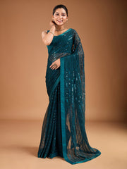 Sequinned Embellished Saree with Blouse Piece