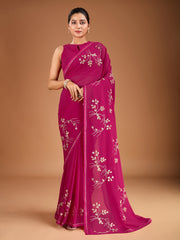 Sequinned Embroidered Saree with Blouse Piece