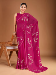 Sequinned Embroidered Saree with Blouse Piece