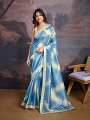 Tie and Dye Embroidered Saree with Blouse Piece