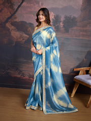 Tie and Dye Embroidered Saree with Blouse Piece