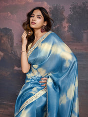 Tie and Dye Embroidered Saree with Blouse Piece