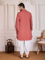 Woven Design Straight Kurta With Dhoti Pant