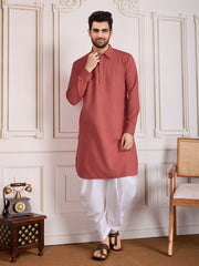 Woven Design Straight Kurta With Dhoti Pant