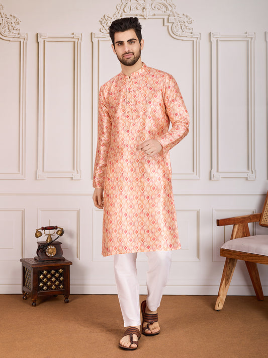 Geometric Digital Printed & Sequined Straight Kurta Set