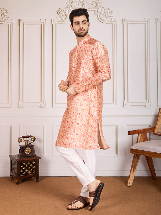 Geometric Digital Printed & Sequined Straight Kurta Set