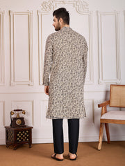 Printed Mandarin Collar Straight Kurta Set