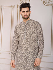 Printed Mandarin Collar Straight Kurta Set