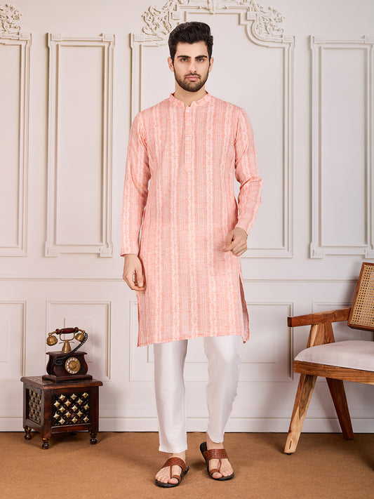 Striped Jacquard Straight Kurta Set