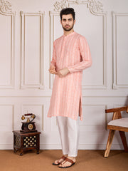 Striped Jacquard Straight Kurta Set