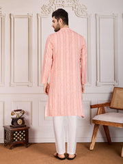 Striped Jacquard Straight Kurta Set