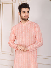 Striped Jacquard Straight Kurta Set