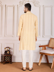 Striped Jacquard Straight Kurta Set