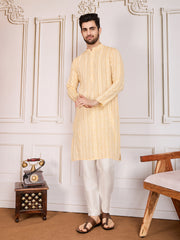 Striped Jacquard Straight Kurta Set