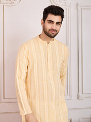 Striped Jacquard Straight Kurta Set