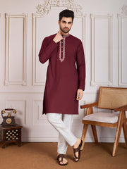 Mandarin Collar Straight Kurta & Trouser Set