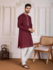 Mandarin Collar Straight Kurta & Trouser Set