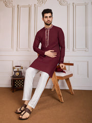 Mandarin Collar Straight Kurta & Trouser Set