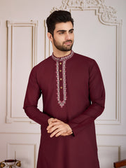 Mandarin Collar Straight Kurta & Trouser Set