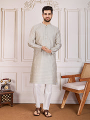 Woven Design Straight Kurta & Trousers