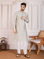 Woven Design Straight Kurta & Trousers