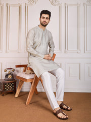 Woven Design Straight Kurta & Trousers