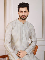 Woven Design Straight Kurta & Trousers